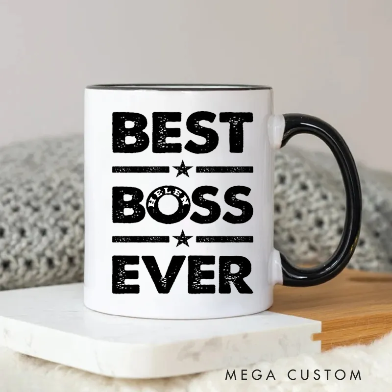 Personalized Vintage Style Best Boss Ever Mug Design Coffee Mug Gift for Boss Coworkers