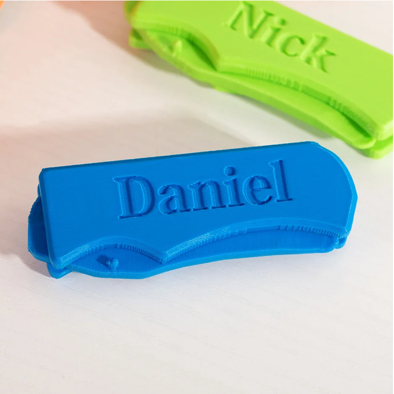 Personalized 3D Print Multicolor Folded Kid Play Knife with Name Enlightenment Fidget Toy Children's Day Birthday Gift for Boys Girls