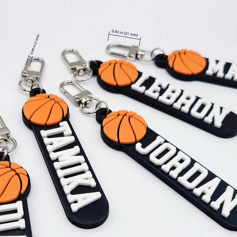 Personalized Basketball Keychain with Custom Name and 3D Basketball Design