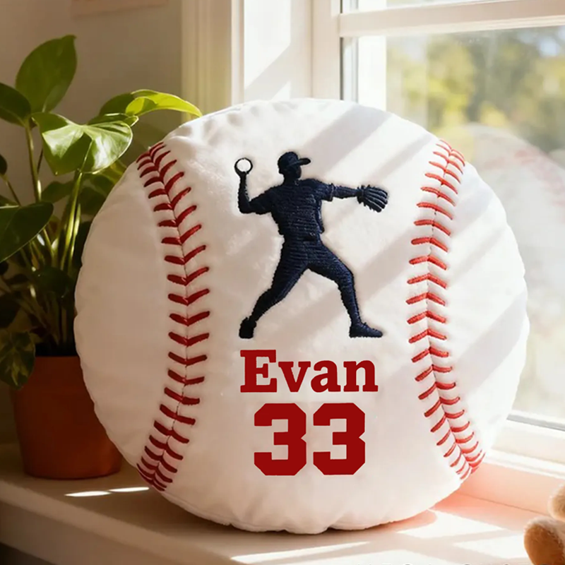 Personalized Baseball Pillow with Custom Name and Player Graphic Gift for kids or Teammates