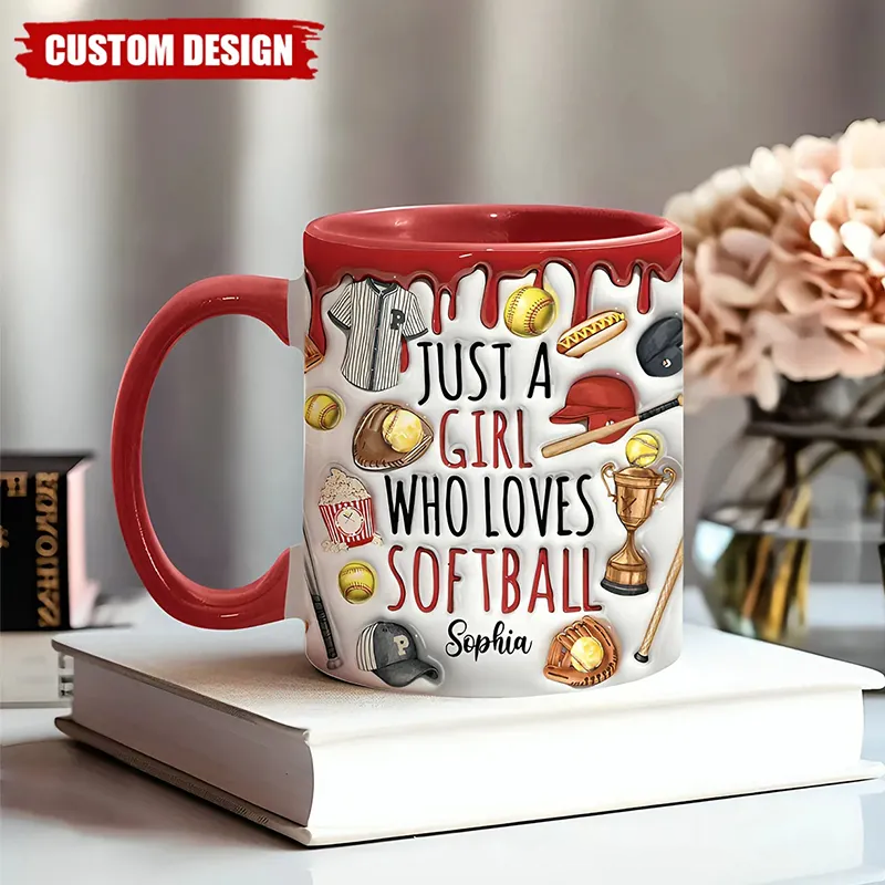 Personalized Softball Mug with Custom Name and Sports Graphics  