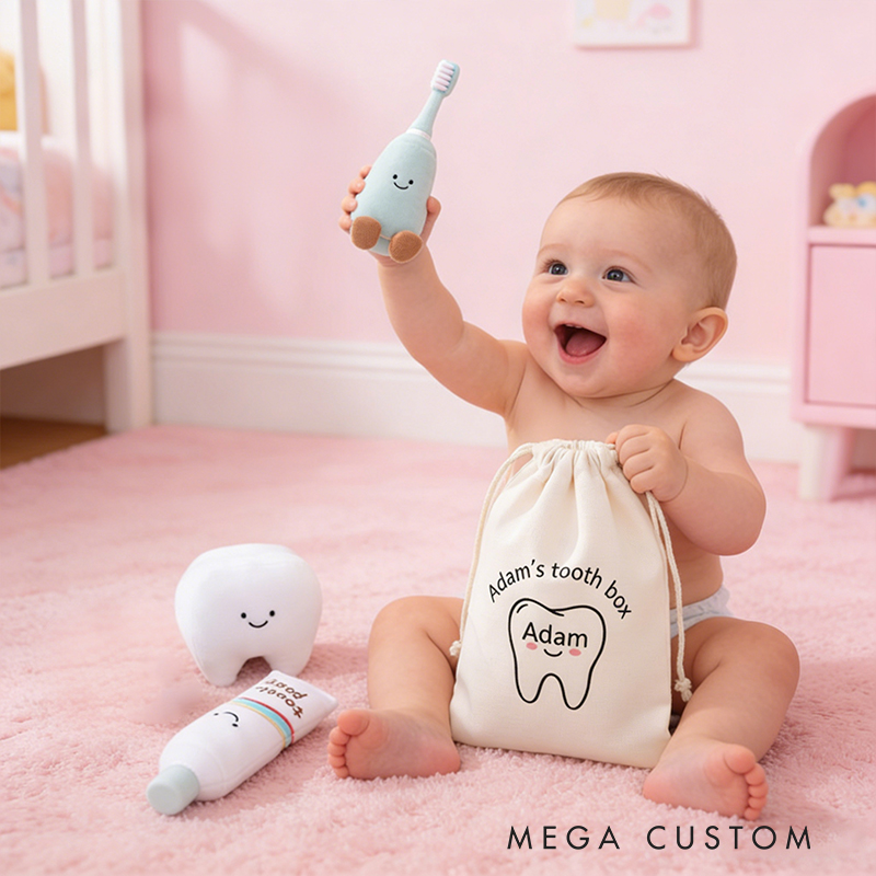 Personalized Tooth Fairy Plush Toy Set Custom Name Bag for Comfort  Dental Confidence Perfect Gift for kids and Babies