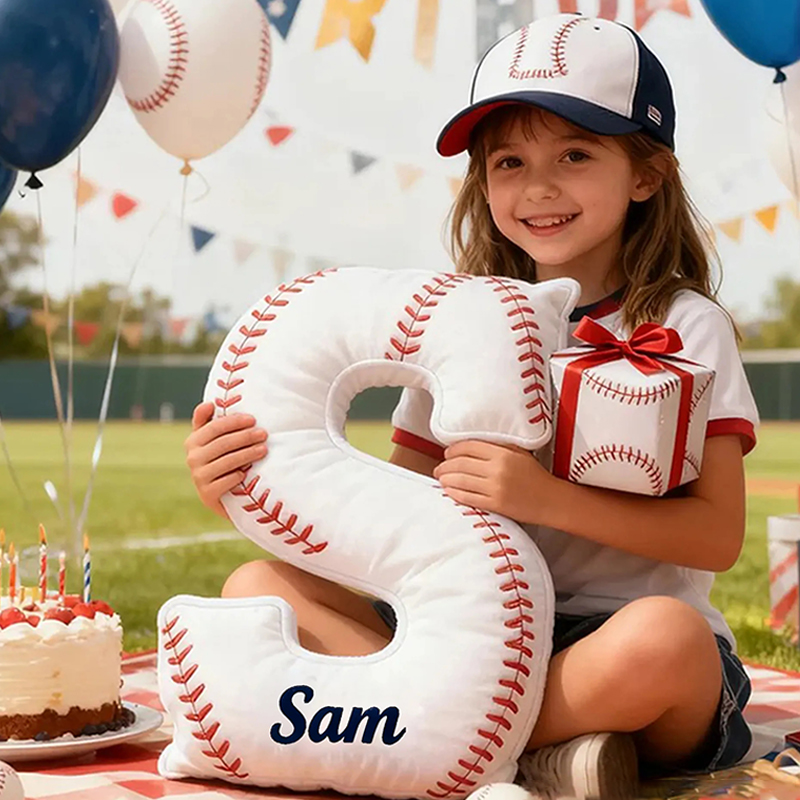 Personalized Baseball Letter Pillow with Custom Name for Sports Fans