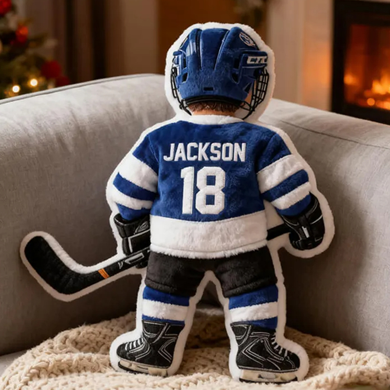 Personalized Graphic3DPrint Ice Hockey Player Pillow with Custom Name and Number Graphic 3D Print