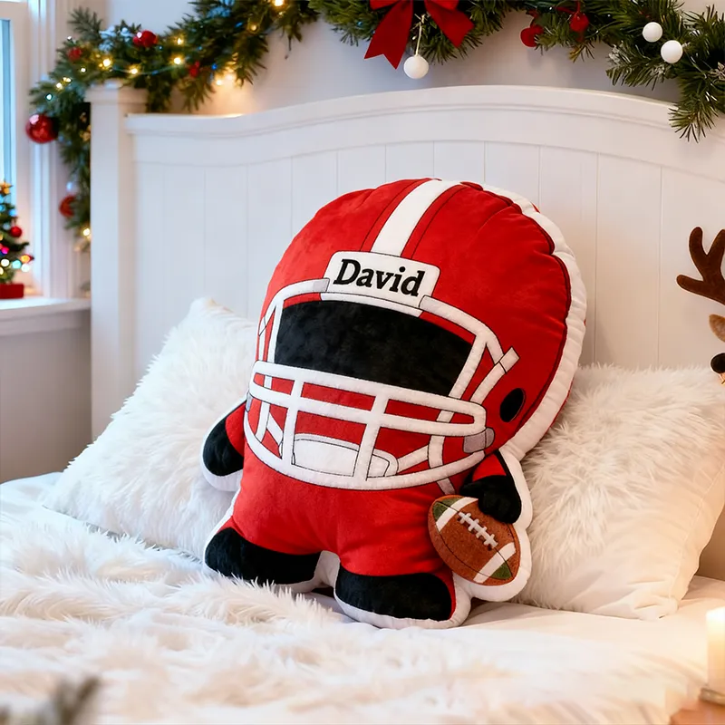 Personalized Football Player Pillow with Custom Name Perfect for Christmas
