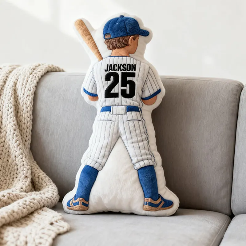 Personalized Baseball Lover's Pillow with Custom Jersey Details Name and Number