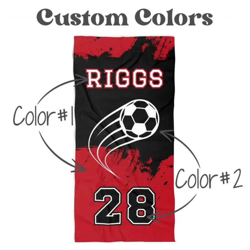 Personalized Soccer Beach Towel with Custom Name Jersey Number and Soccer Ball Design Perfect for Soccer Fans and Beach or Poolside Adventures