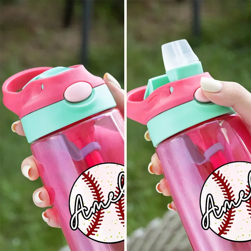 Personalized Kids' Sports Water Bottles with Custom Name and Fun Athletic Designs