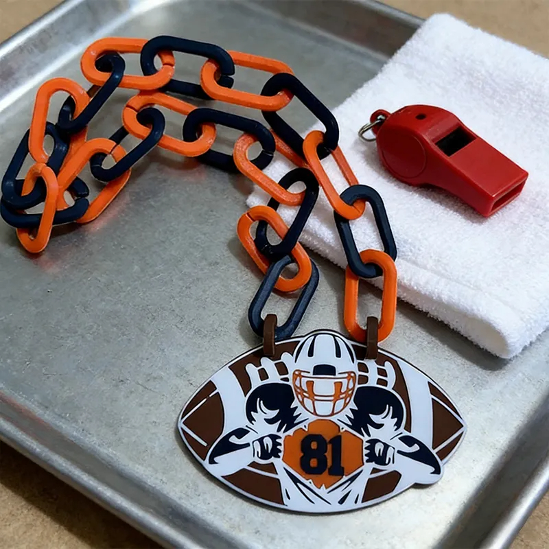 Personalized American Football Chain Necklace with Custom Number Pendant