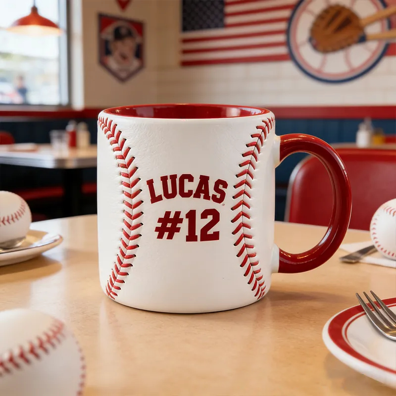 Personalized Baseball Mug with Custom Name and Number Design