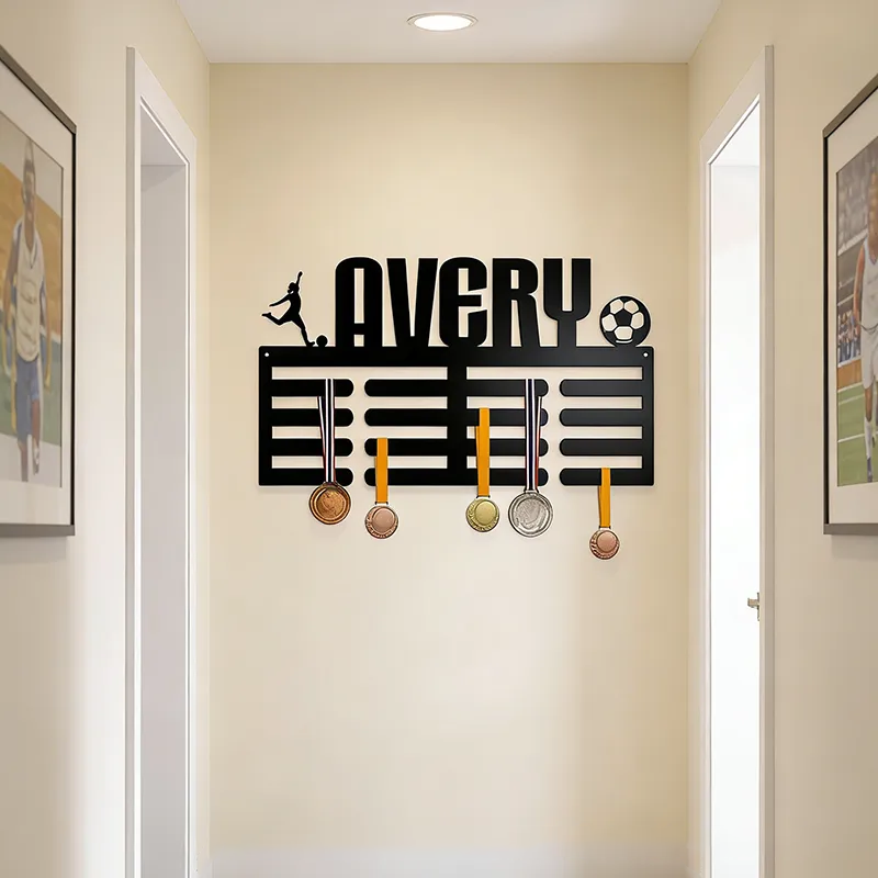 Personalized Soccer Medal Holder with Custom Name Design Perfect for Celebrating Achievements