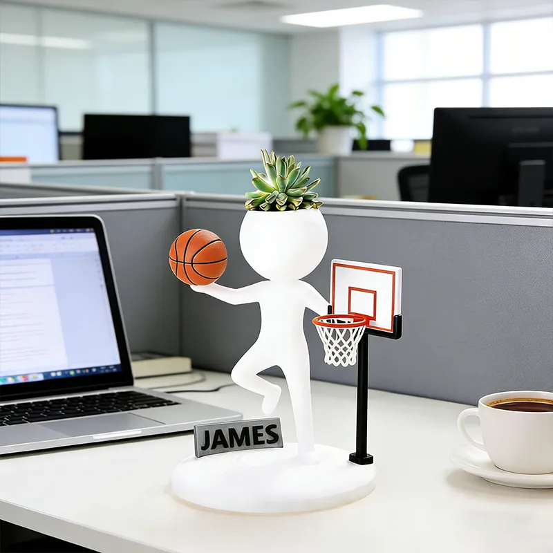 Personalized Basketball Player Planter Figurine with Custom Name Plate