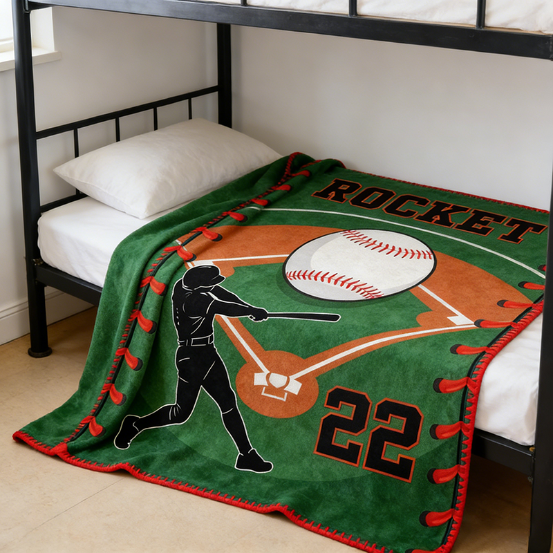Personalized Baseball Blanket with Custom Name and Number Perfect Gift for Fans