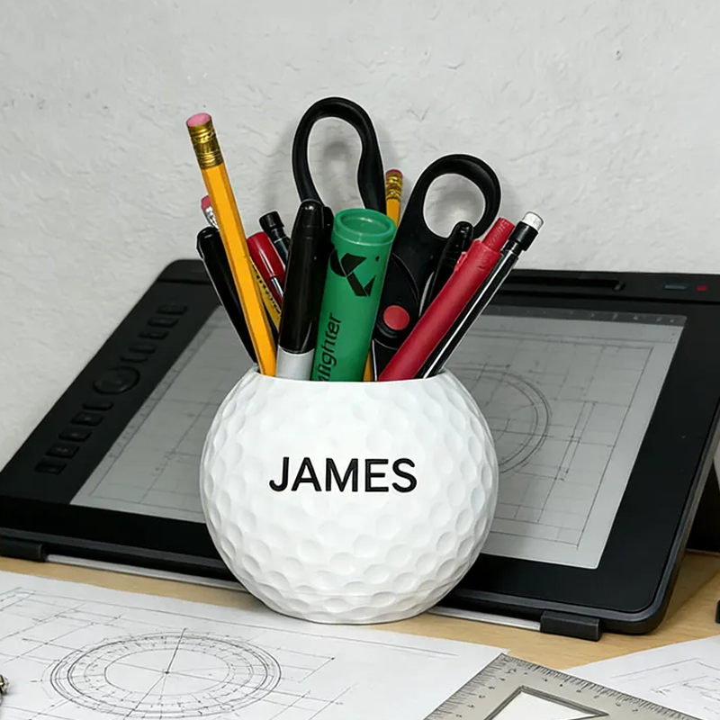 Personalized Golf Ball Pen Holder Featuring Your Custom Name Design