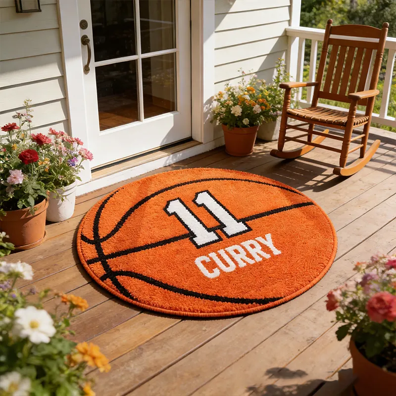 Personalized Basketball Doormat Featuring Your Custom Name and Number Design