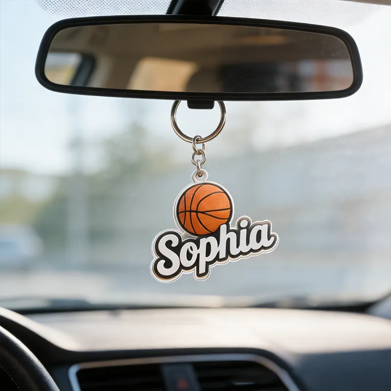 Personalized Basketball Keychain Featuring Your Custom Name Design