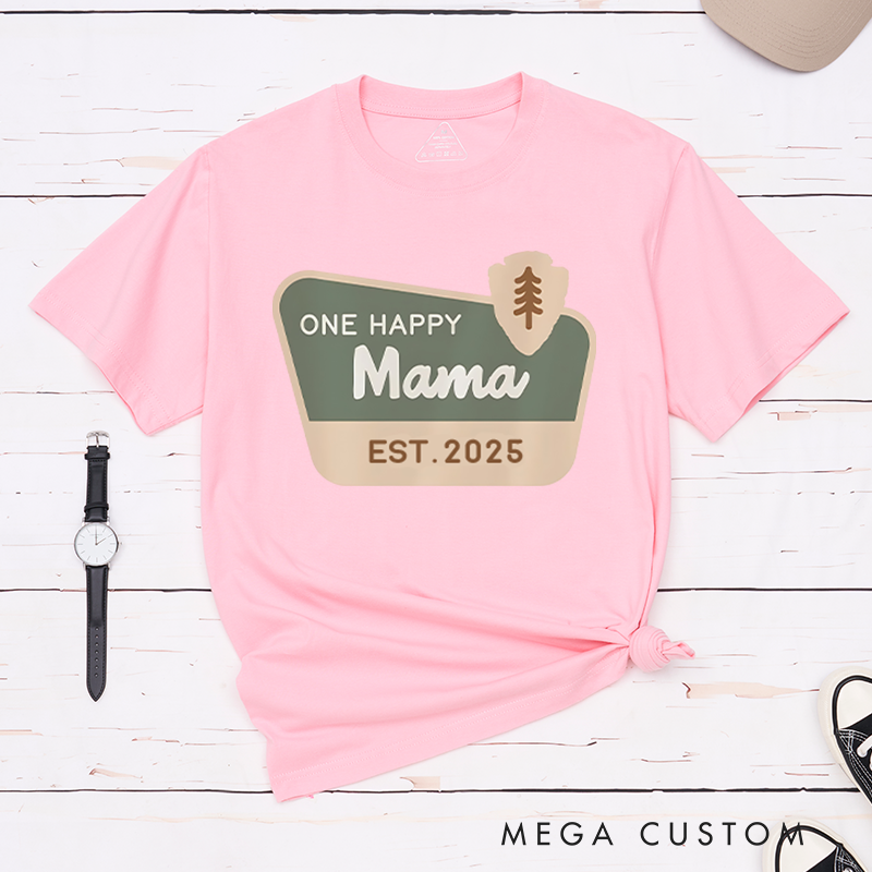 Personalized One Happy Camper Shirt Camp Mommy T-Shirt for Camping Hiking Lovers