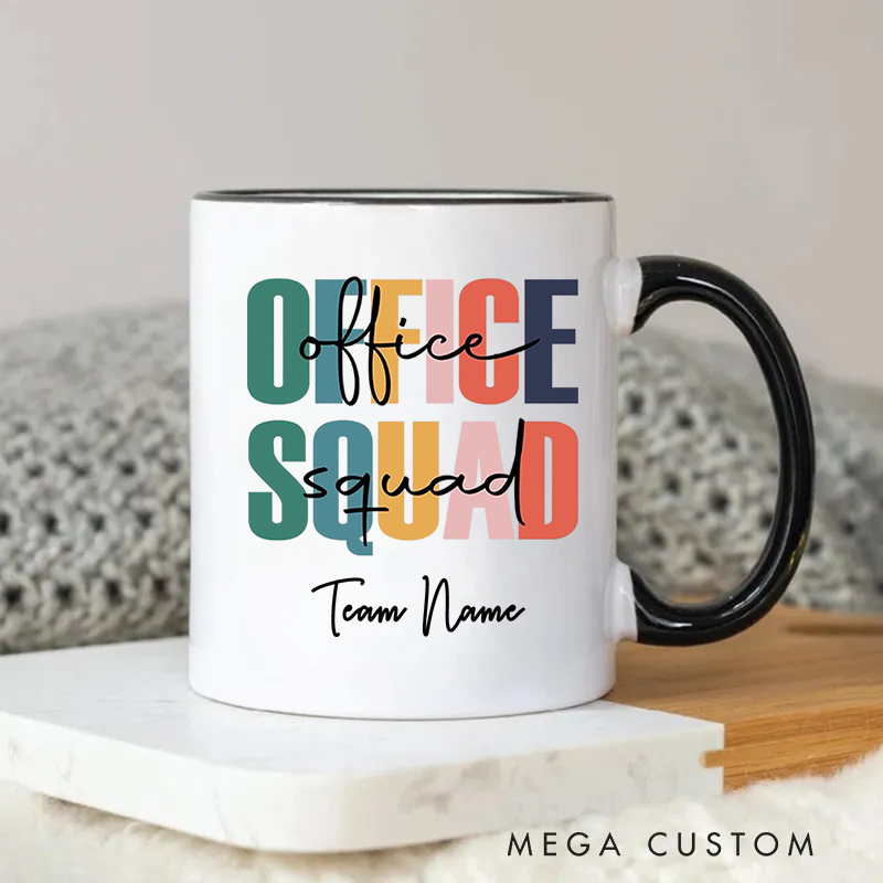 Personalized Colorful and Stylish Office Squad Team Name Mug Gift for Coworkers