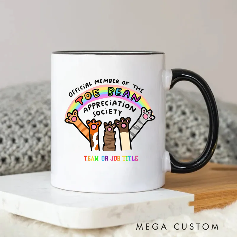 Personalized Official Member of the Toe Bean Appreciation Society Mug Gift for Coworkers