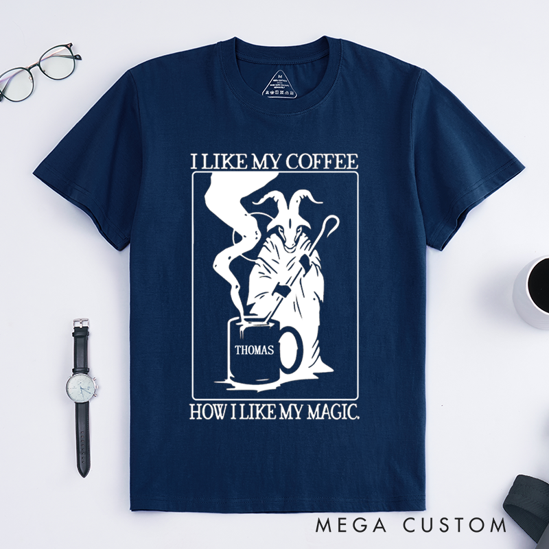 Personalized Tarot Lovers Classic T-Shirts Dark Sheep Wizard Loves Coffee Mysterious Halloween Gift