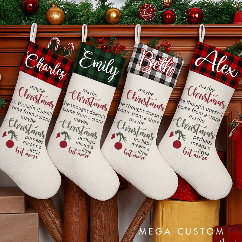 Personalized Christmas Means a Little More Movie Christmas Stocking Vintage Movies Family Christmas Stocking Holiday Stocking