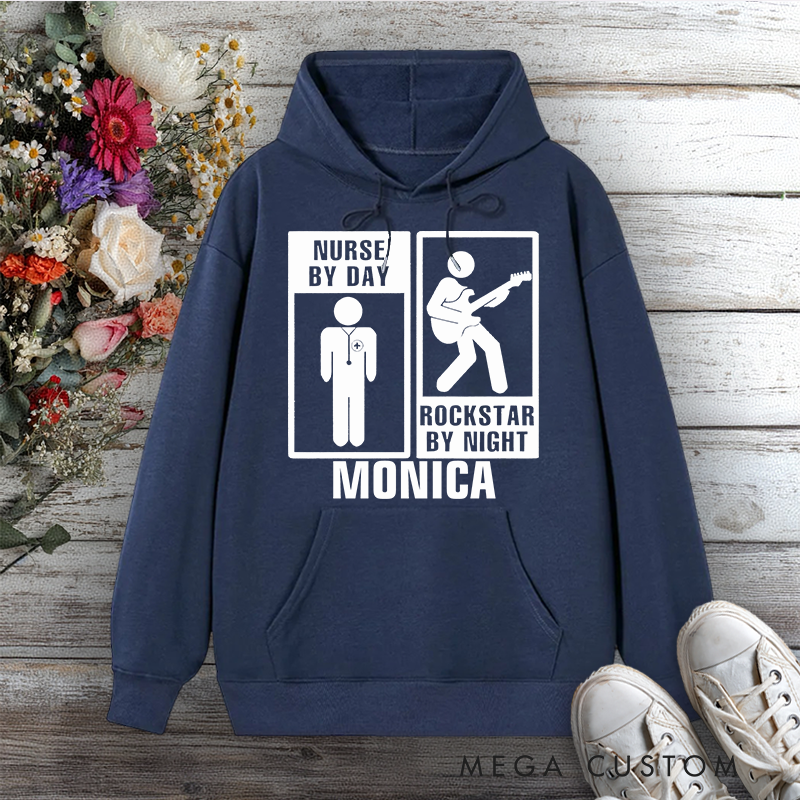 Personalized Hoodies for Nurse Nurse by Day Rockstar by Night Design Hoodies