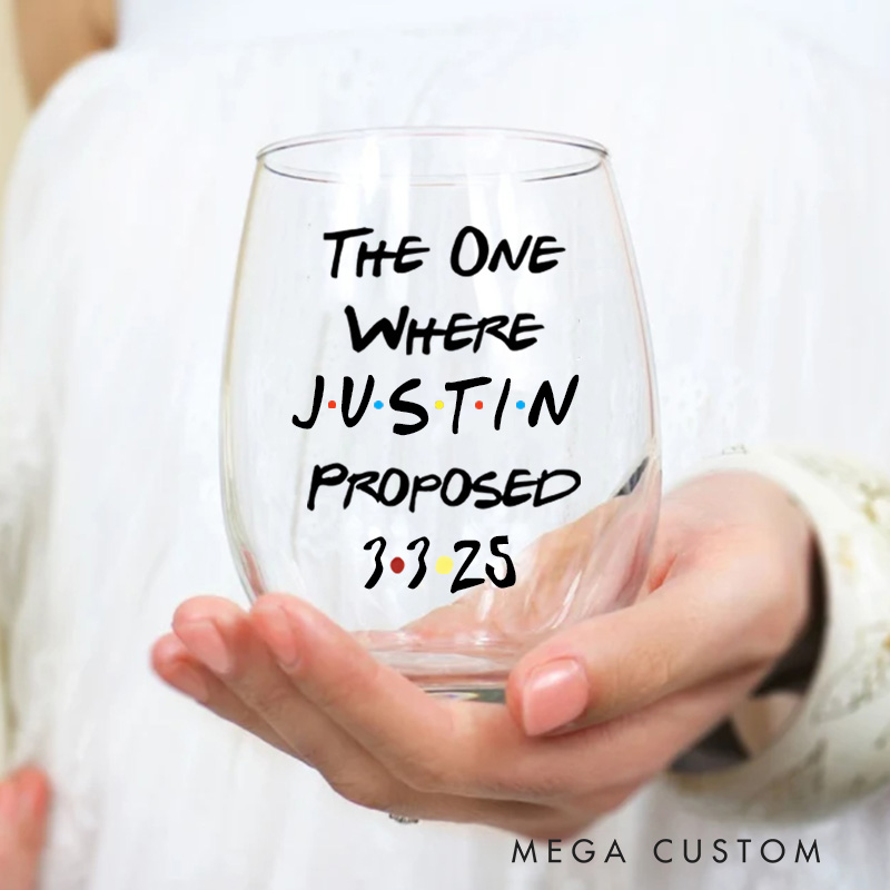 Personalized Engagement Wine Glasses TV Show Inspired Movie for the Couple TV Series Fan Engagement Gift