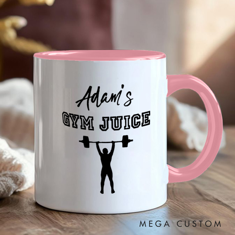 Personalized Fitness Mug with Gym Juice Weightlifting Graphic Gift Motivational Coffee Cup for Fitness Enthusiasts Bodybuilders and Gym Lovers