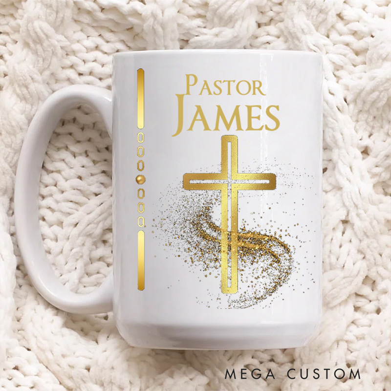 Personalized Cross Ceramic Mug Gift for Pastor Clergy Preacher & Ministers Custom Coffee Cup with Name Pastor Appreciation Retirement Anniversary Gift