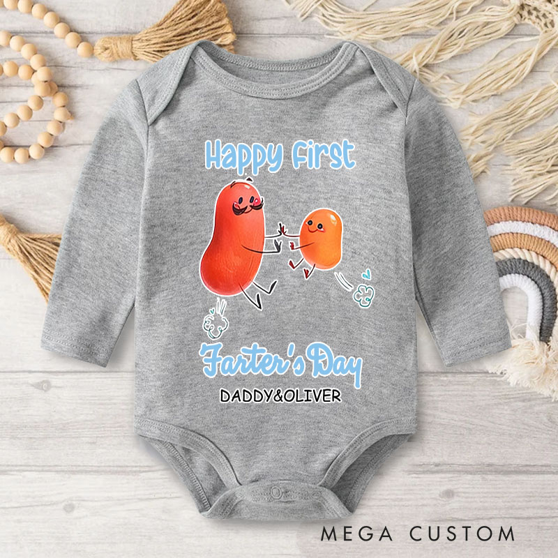 Personalized Happy First Farters Day Potato Baby Bodysuit Gift for Baby New Dad