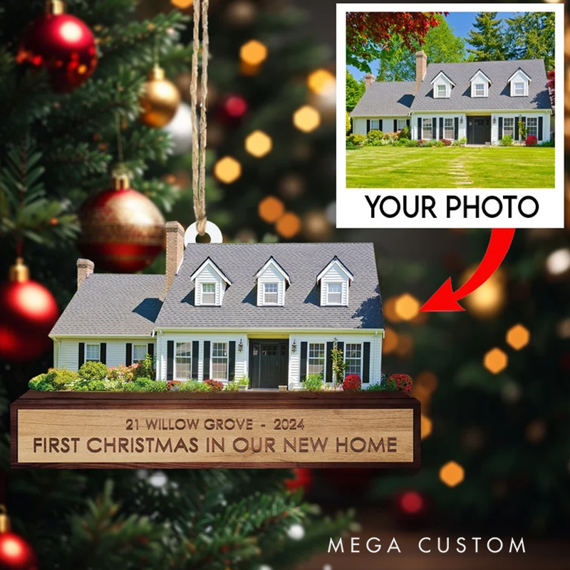 Personalized First Christmas in Our New Home Ornament 2025 Custom House Address Keepsake Personalized Ornament for Families or New Homeowners