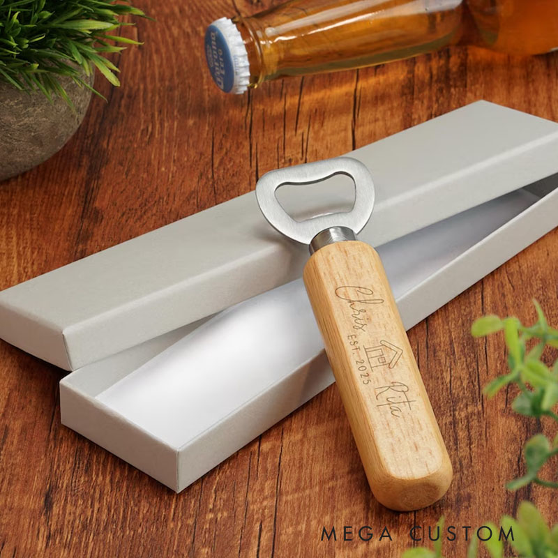 Personalised Bottle Opener House Warming Wooden Bottle Opener Laser Engraved Fathers Day Birthday Christmas New Home