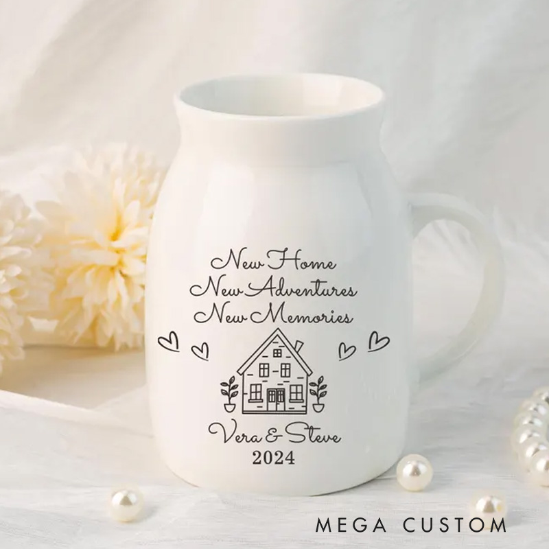 Personalised New Home Gift Flower Vase for New Home Occasion Housewarming Gift Idea for Couples Moving In Gift for Friend Mini Ceramic Vase