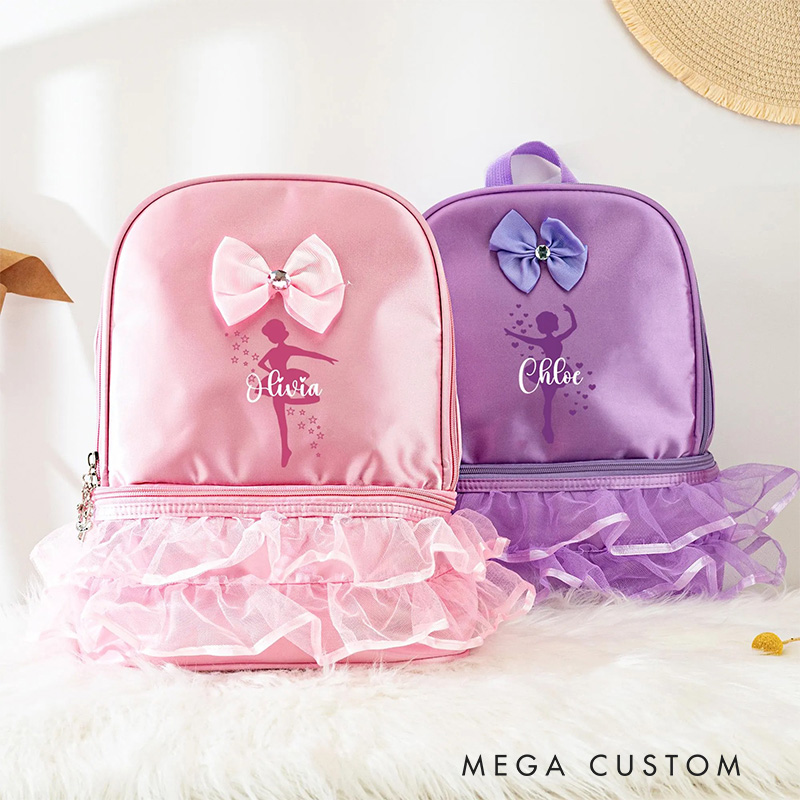 Personalized Ballet Silhouette Dance Bag for Girls Cute Backpack Pink Ballet Dance Bag Gymnastic Cheer Girls Christmas Gifts Back To School Gifts
