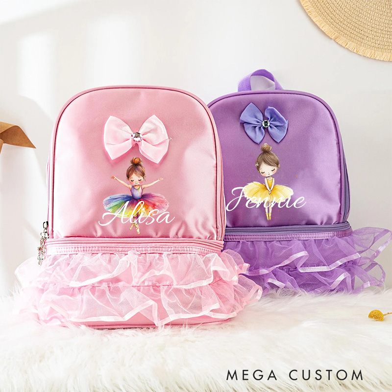 Personalized Ballerina Girl Dance Bag for Girls Cute Backpack Pink Ballet Dance Bag Gymnastic Cheer Girls Christmas Gifts Back To School Gifts