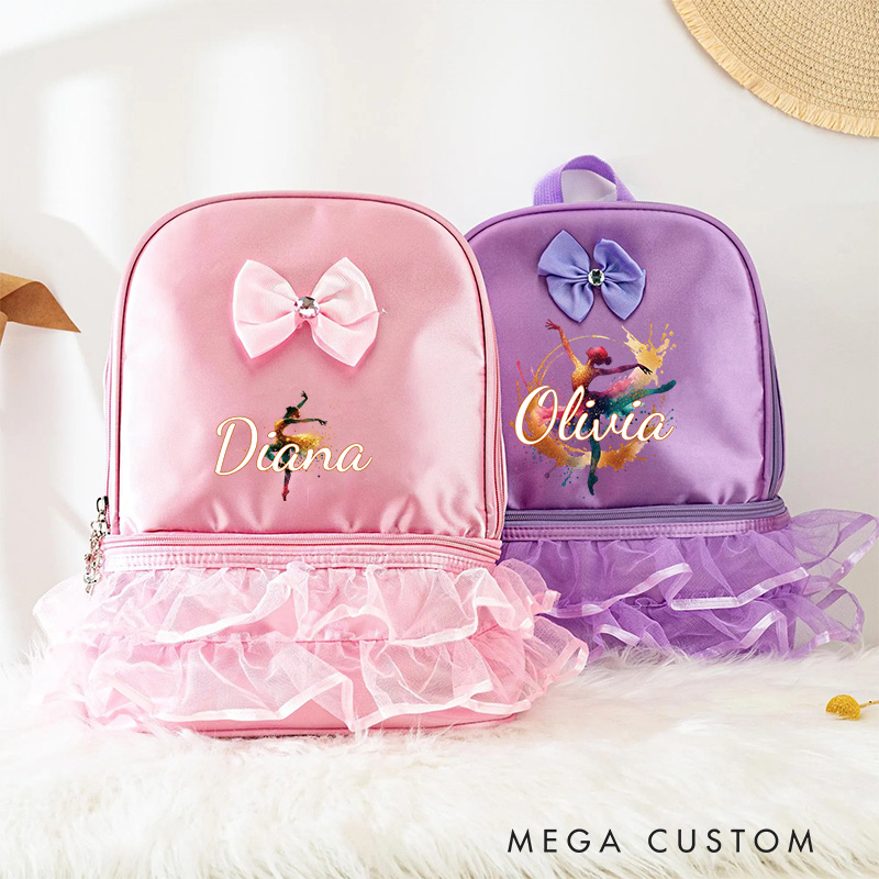 Personalized Ink Ballerina Dance Bag for Girls Cute Backpack Pink Ballet Dance Bag Gymnastic Cheer Girls Christmas Gifts Back To School Gifts
