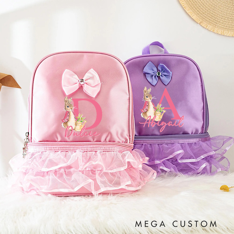 Personalized Cartoon Bunny Dance Bag for Girls Cute Backpack Pink Ballet Dance Bag Gymnastic Cheer Girls Christmas Gifts Back To School Gifts