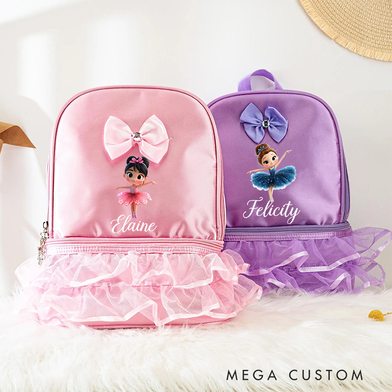Personalized Classic Cartoon Ballerina Dance Bag for Girls Cute Backpack Pink Ballet Dance Bag Gymnastic Cheer Girl Christmas Gift Back To School Gift