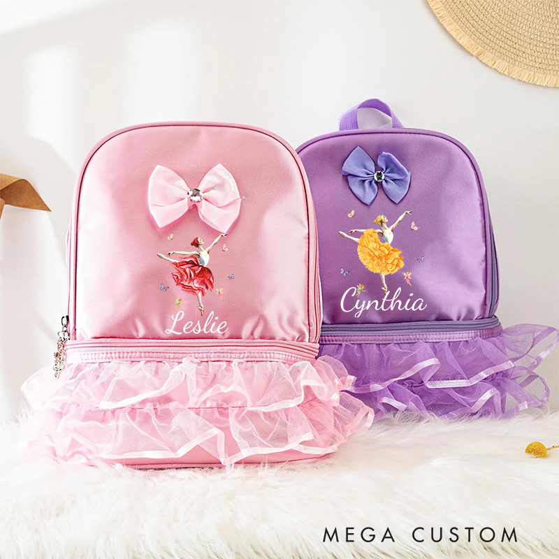 Personalized Birth Flower Ballet Girl Dance Bag for Girls Backpack Pink Ballet Dance Bag Gymnastic Cheer Girl Christmas Gift Back To School Gift