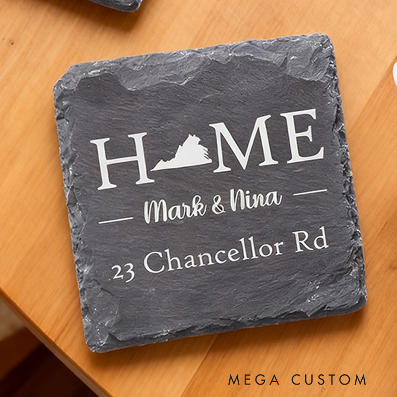 Personalized Virginia Custom Coasters Housewarming Coasters Gift for New Home Virginia Home Decor Virginia Gift Idea Gift for Couple Gift for Mom