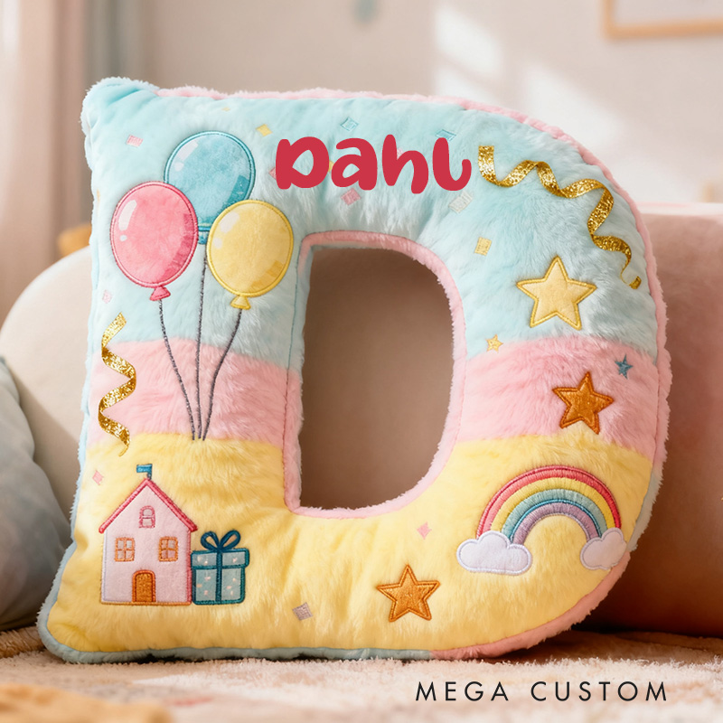 Personalized 26 Letter Pillow with Graphic 3D Print Whimsical Design Customizable Name Soft Plush Cushion for Kids Decor Fun Gift Idea Moving Gifts