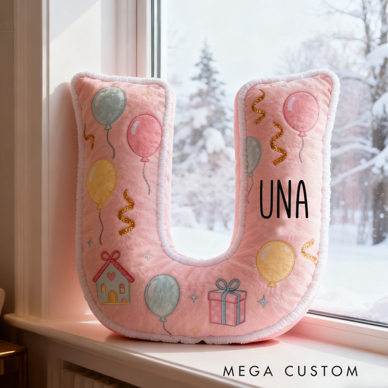 Personalized Pink Letter Pillow with Graphic 3D Print Cute Design Custom Name Soft Cushion for Kids Room Decor Moving Gifts Perfect Birthday Gift Idea