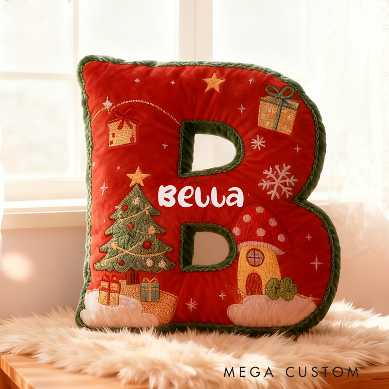 Personalized Christmas Letter Pillow Graphic 3D Print Festive Design Custom Name Soft Cushion for Holiday Decor Perfect Seasonal Gift Christmas Gifts