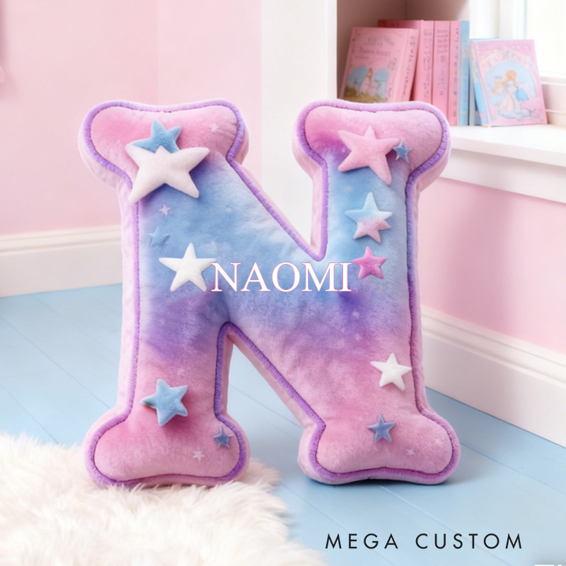 Personalized Star Cookie Alphabet Throw Pillow Dessert Letter Pillow with Name for Kids Girl Boy Baker Christmas Gifts Loving Room Decor