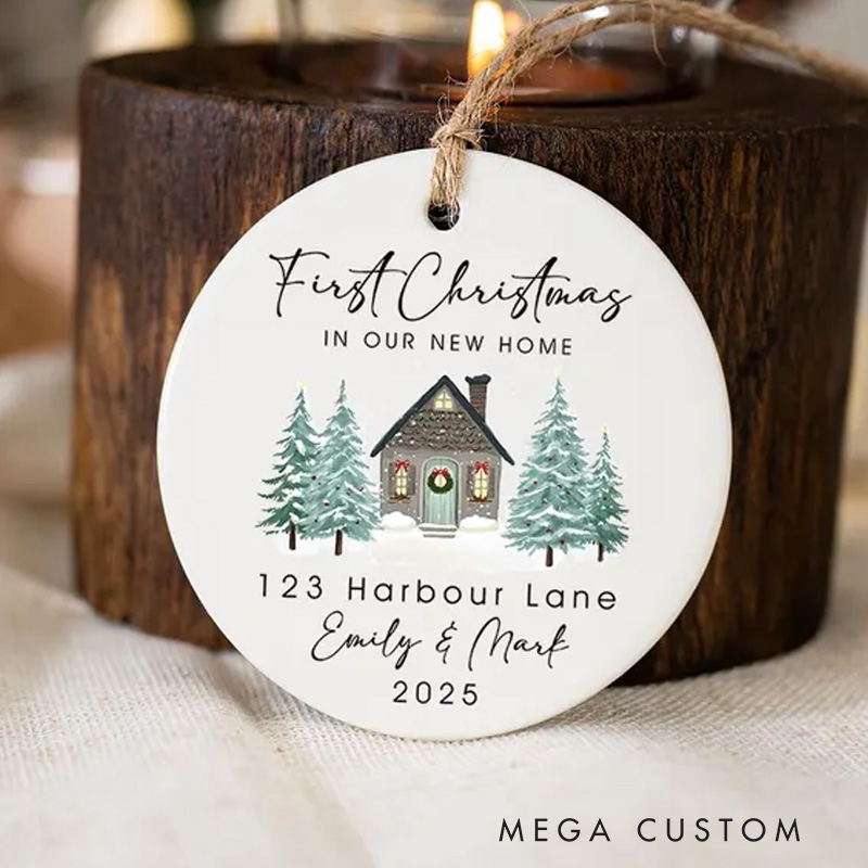Personalized New Home Christmas Ornament First Christmas in Our New Home House Address Ornament Xmas Decor
