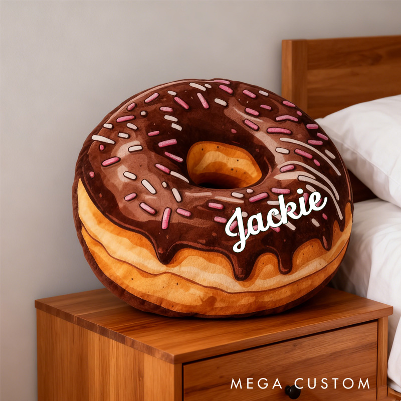 Personalized Doughnut Throw Pillow with Name Dessert Pillow for Kids Girl Baker Christmas Gifts Loving Room Decor