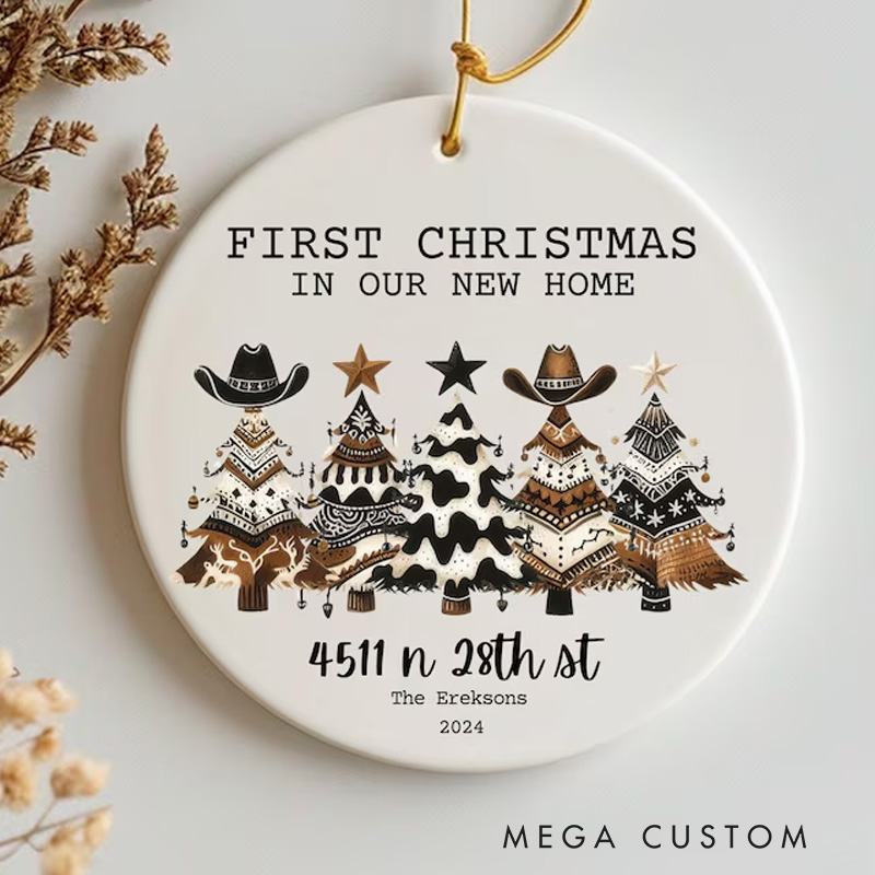 Personalized New Home Christmas Ornament Cowboy Hat Tree First Home Keepsake