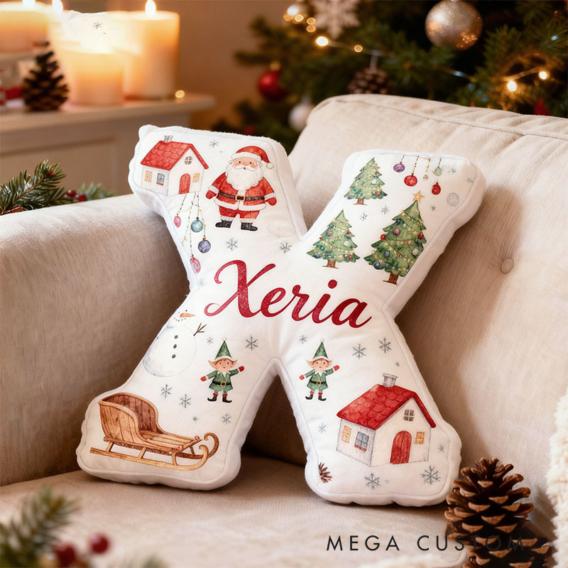 Personalized Christmas Letter Pillow with Name Cushion Festive Holiday Decor Soft Gift for Seasonal Christmas Gifts for Family