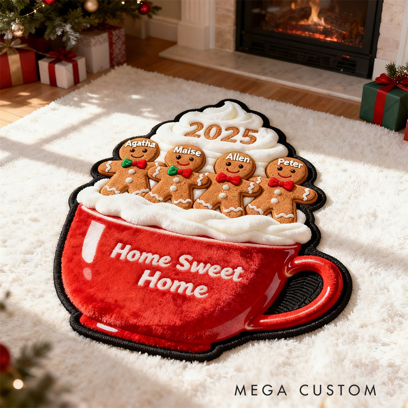Personalized Gingerbread Family Name Rug First Christmas in New Home Gifts Christmas Gift