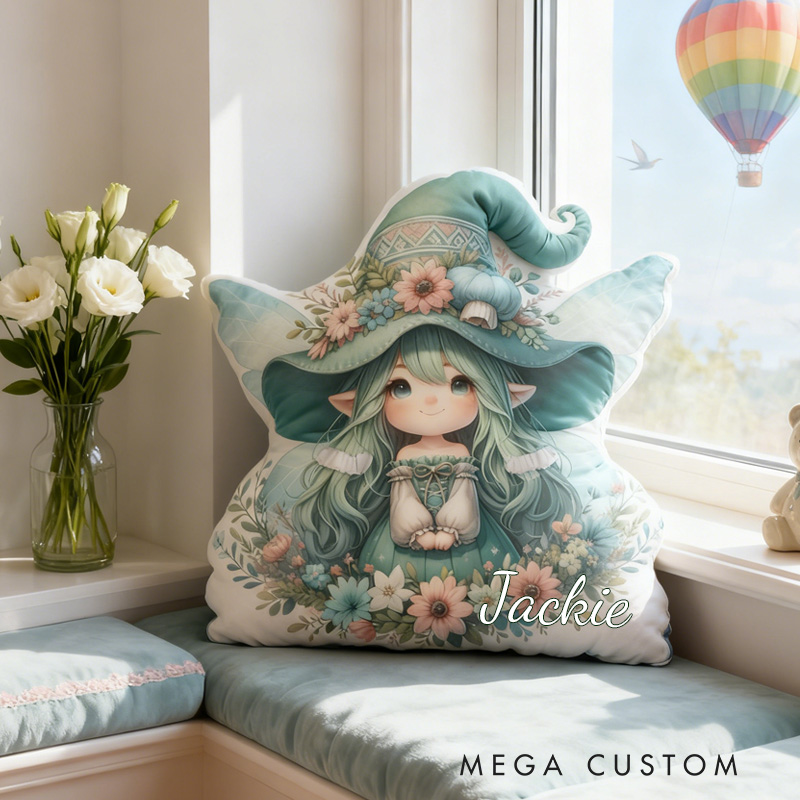 Personalized Cute Garden Fairy Throw Pillow Garden Lover Pillow with Name for Kids Girl Boy Gardener Christmas Gifts Loving Room Decor